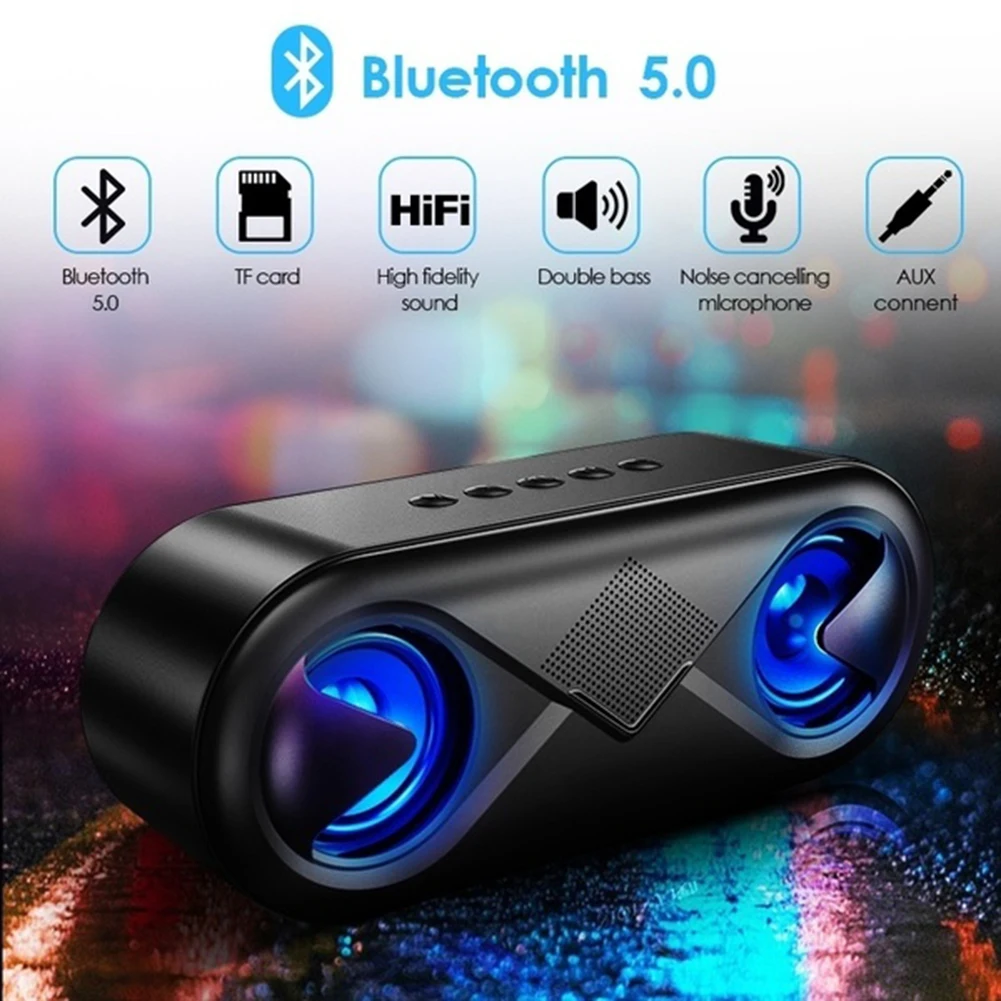 Портативный Bluetooth динамик V5.0 беспроводной супер бас домашний открытый динамик s с хорошим звуковым эффектом и богатым светодиодный мигающий свет