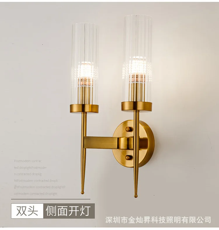 Modern American Luxury Crystal Wall Lamp Simple Living Room Bedroom Bedside Lamp Decor Home Wall Sconce Light Fixture Luminaria