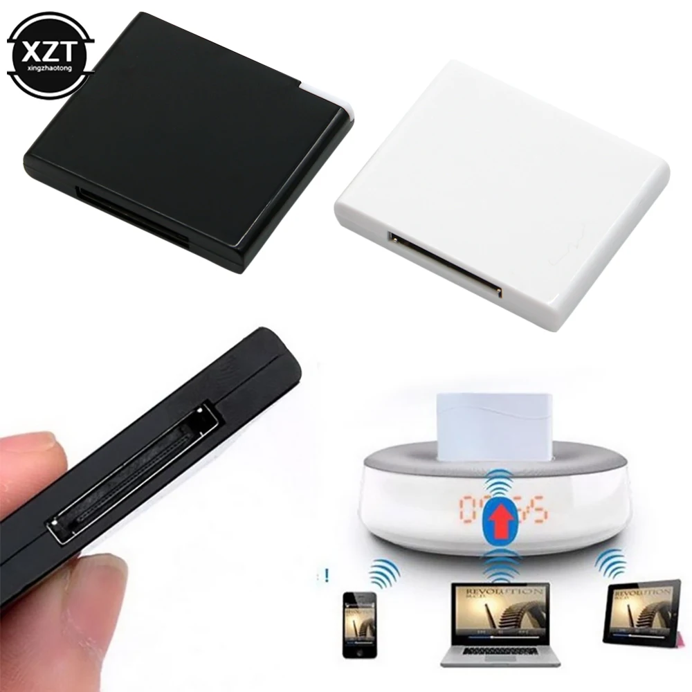 Wireless Bluetooth Music Receiver Adapter for 30pin Dock iPod Speaker Black 