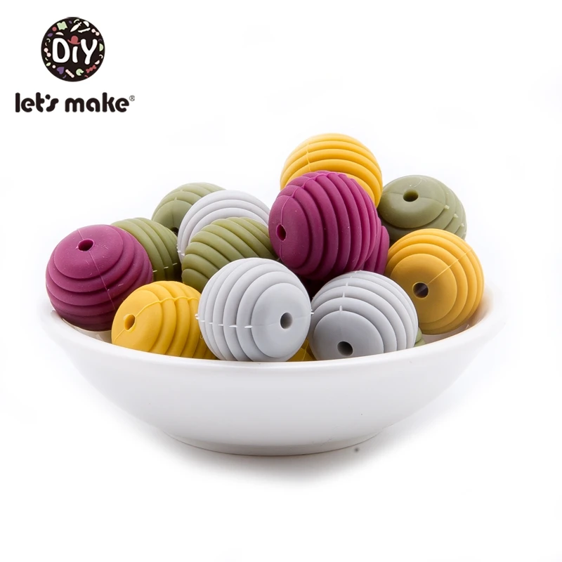 Let'S Make, 20 шт., Детские Прорезыватели для зубов, DIY, силиконовые бусины для детей, погремушка, игрушки на кроватку, мобильный жемчуг, бусины, Прорезыватель для зубов, силиконовый Прорезыватель для зубов