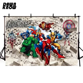 

DAWNKNOW Captain America Photography Background Newborn Cartoon Superhero Photocall Backdrop Baby Party Photo Shoot lv2464