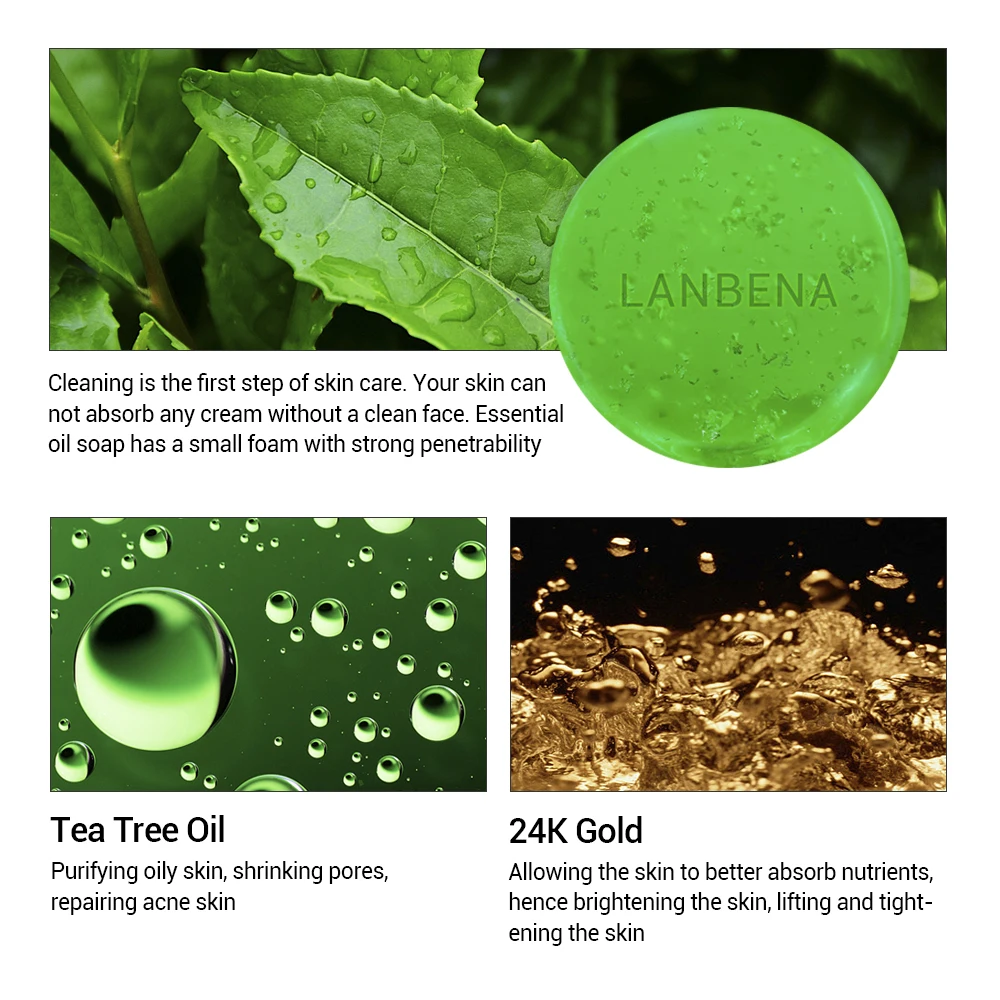 LANBENA Handmade Soap Tea Tree Essential Oil Facial Cleansing Acne Treatment Moisturizing Remover Anti-Aging Blackhead LANBENA Handmade Soap Tea Tree Essential Oil Facial Cleansing Acne Treatment Moisturizing Remover Anti-Aging Blackhead