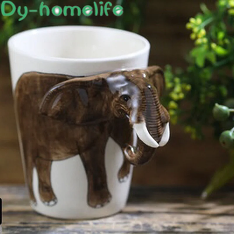 

Ceramic Mug Thai Three-dimensional Elephant Handle Coffee Tea Cup Water Ware Home Kitchen Decoration Bar Counter Office Supplies