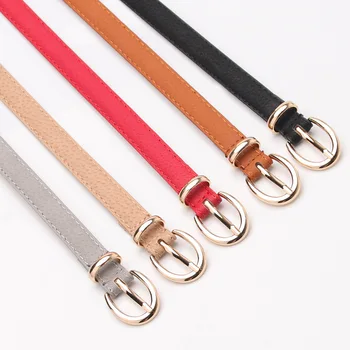 

Leather Women Belt Casual Fashion Thin Belt Cummerbund Buckle Girls Belts Adjustable Waistband Ladies On Dresses Solid Color