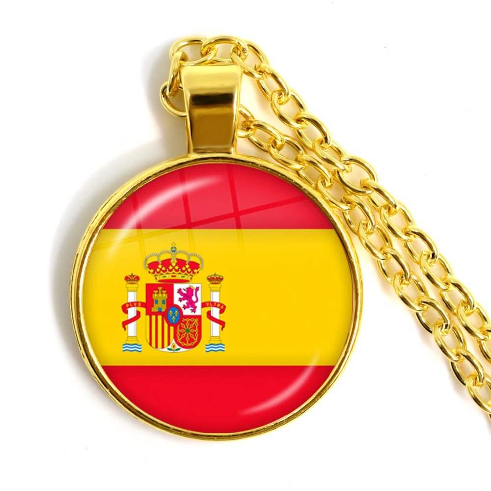 4 Советское соединение, Бразилия, Канада, Нидерланды, Израиль, Сирия, Venezuela, Соединенные Штаты, национальный флаг Испании стеклянный подвесной брелок ожерелье - Окраска металла: 4