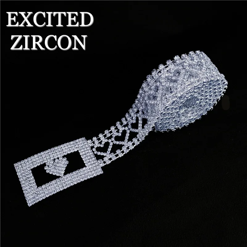 

EXCITED ZIRCON Fashion Exquisite Luxury Luxury Hot Belt Belt Chain Sexy Rhinestone Crystal Hollow Love Belt Jewelry Accessories