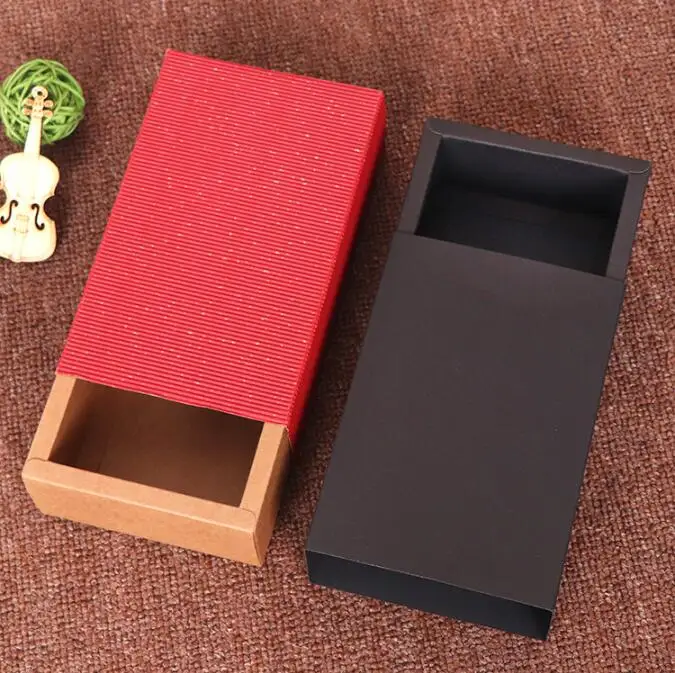 10 шт крафт-бумажная упаковочная коробка стиль ящика картонные коробки красный гофрированный рукав бумажная коробка для подарка ювелирные изделия вечерние коробки