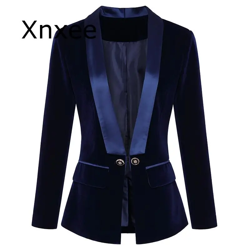 Xnxee Blazer Women's Long Sleeve Velvet Blazer Jacket Outer Wear