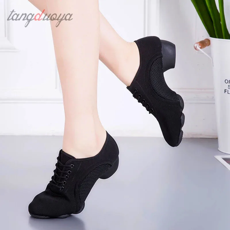 Black Professional Salsa Dance Shoes Men Women Standard Ballroom Tango Latin Teacher Dance Shoes Canvas Jazz Sneakers 2