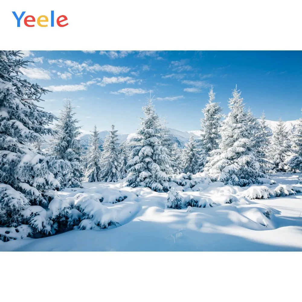 Yeele Winter Landscape Snow Pine Nice Sky Sunshine Photography Backdrop Personalized Photographic Background For Photo Studio - Цвет: NBK00590