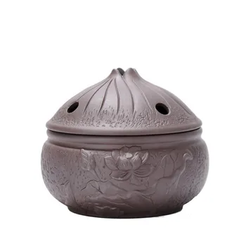 

Lotus Incense Burner Candle Plate Ash Tray Purple Clay Burner Incense Assuaging and Calming Brule Parfum Home Decor EB5XX
