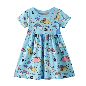 

2-6 Years Cotton Baby Girls Princess Dress Summer Cotton Outfis Floral Short Sleeve Sundress for Kids