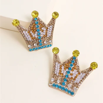 

JUJIA Classic New Stud Earrings For Ladies Women Crown Crystal Earrings Jewelry Birthday Gift Statement Accessories