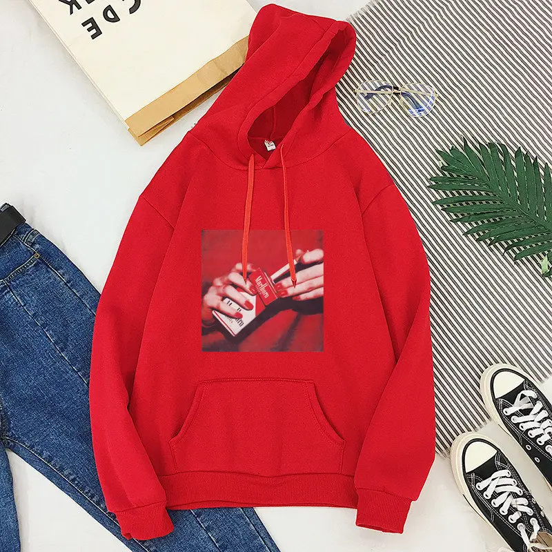 Новая зимняя Толстовка С Капюшоном Женщина Harajuku моды курит Singlet Для женщин пуловер каваи белый oversize-худи Топы женские