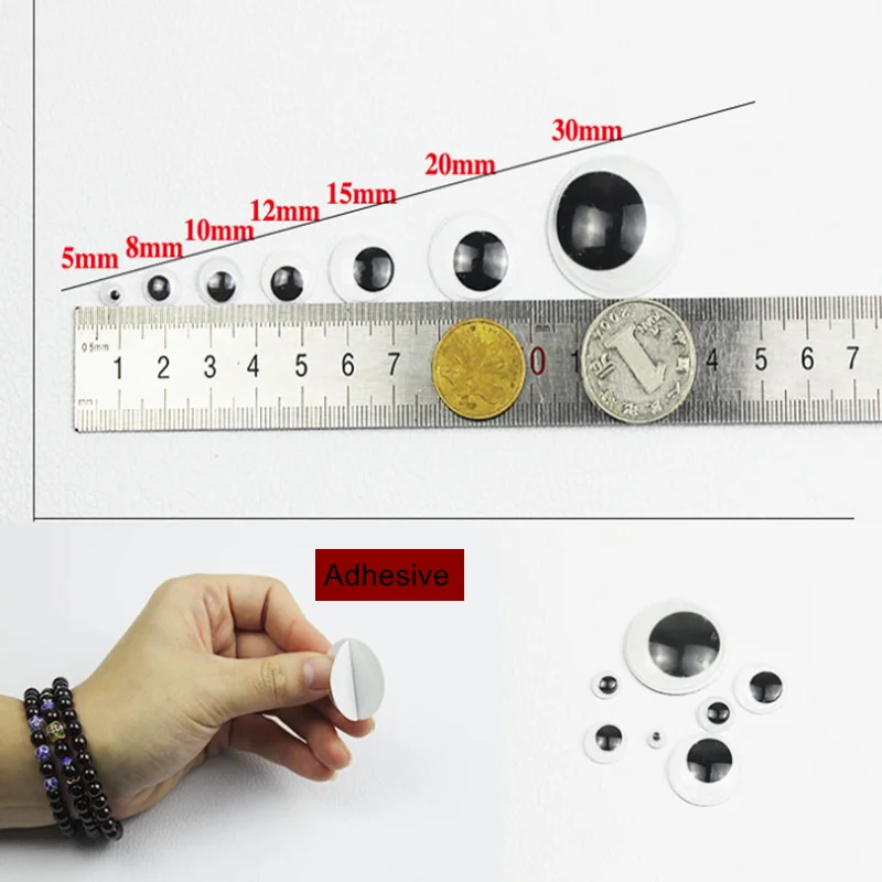 100-730 шт/партия 4-18 мм пластиковые черные Поддельные глаза самоклеющиеся для DIY плюшевое животное, куклы детские игрушки для ручной работы кукла аксессуары