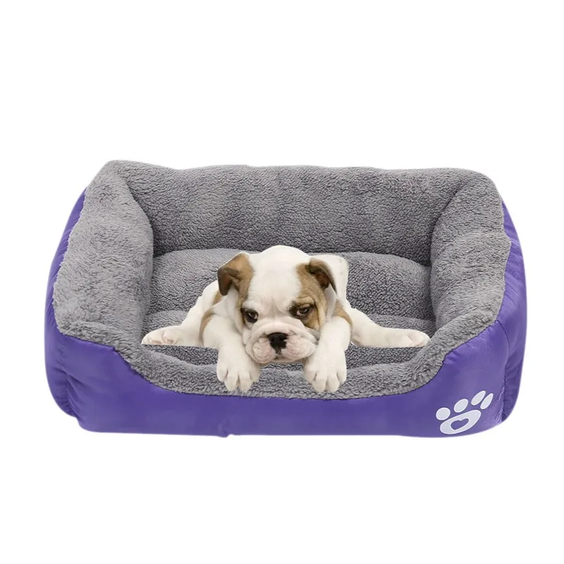 Pet Sofa Rectangle Dog Bed Paw Patten Design Cozy Soft Fleece Winter Warm Nest For Dogs And Cats Waterproof Bottom House | Дом и сад