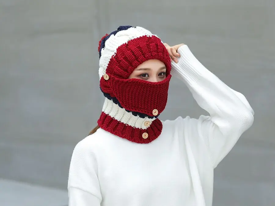 Кашемировая зимняя вязаная шапка бини, женский шарф Skullies Beanies, зимние шапки для женщин, сохраняющая тепло, шапка, маска, брендовая шапка
