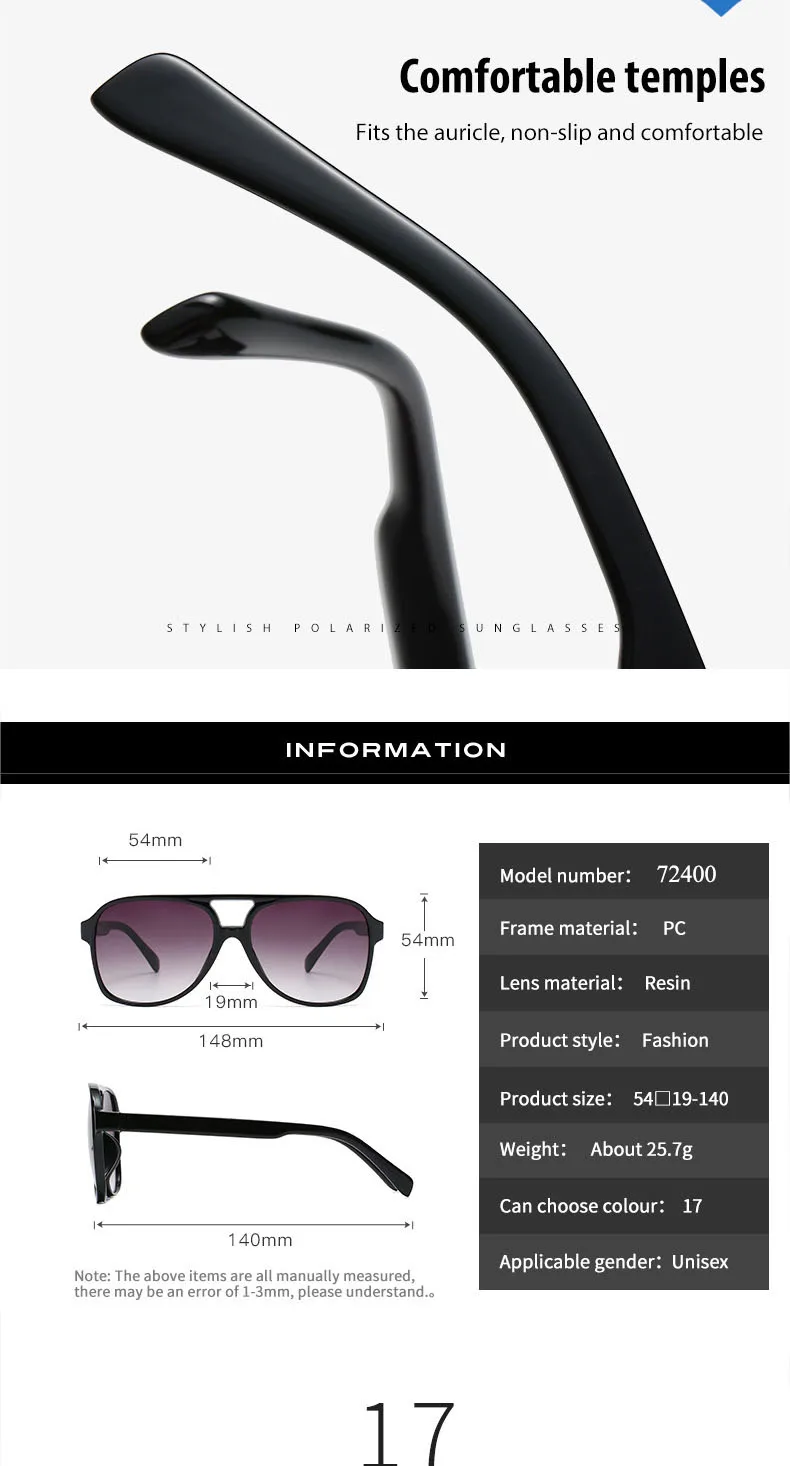 SHAUNA Mode Frauen Pilot Sonnenbrille Retro Männer Blau Gelb Shades UV400 Trend Sonnenbrille – Detail 5