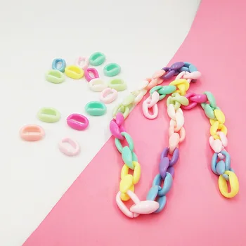 

100pcs/lot Detachable Plastic colored buckle beads DIY Handbag Key Strap Necklace Accessories Acrylic Chain 11*16cm N203