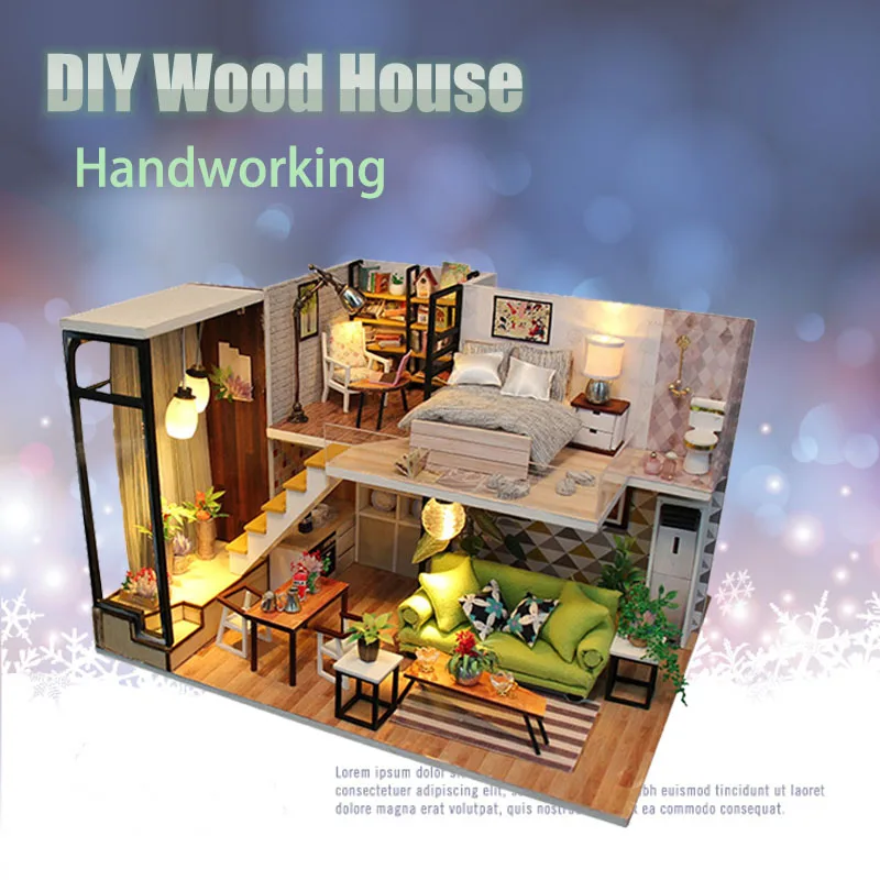 3D Мини светодиодный музыкальный Деревянный Кукольный дом DIY игрушка кукольный домик Дети Подарки головоломка образование