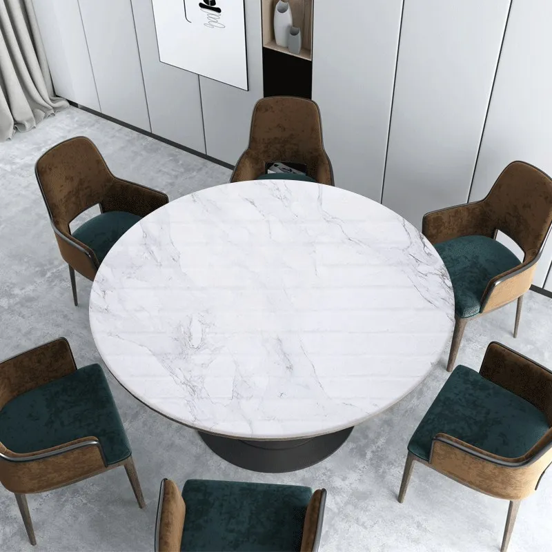 Nordic white marble Round tablecloth pvc soft glass waterproof oil-proof table mat party wedding de
