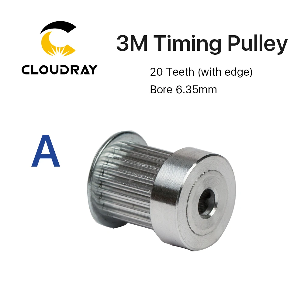 Cloudray CO2 Laser Metal Parts Synchronous HTD 3M Gear Pulley 6.35/8/12mm for DIY CO2 Laser Engraving Cutting Machine