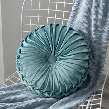 

Velvet Pleated Round Pumpkin Throw Pillow Couch Cushion Floor Pillow Decorative For Home Chair Bed Car Pillow