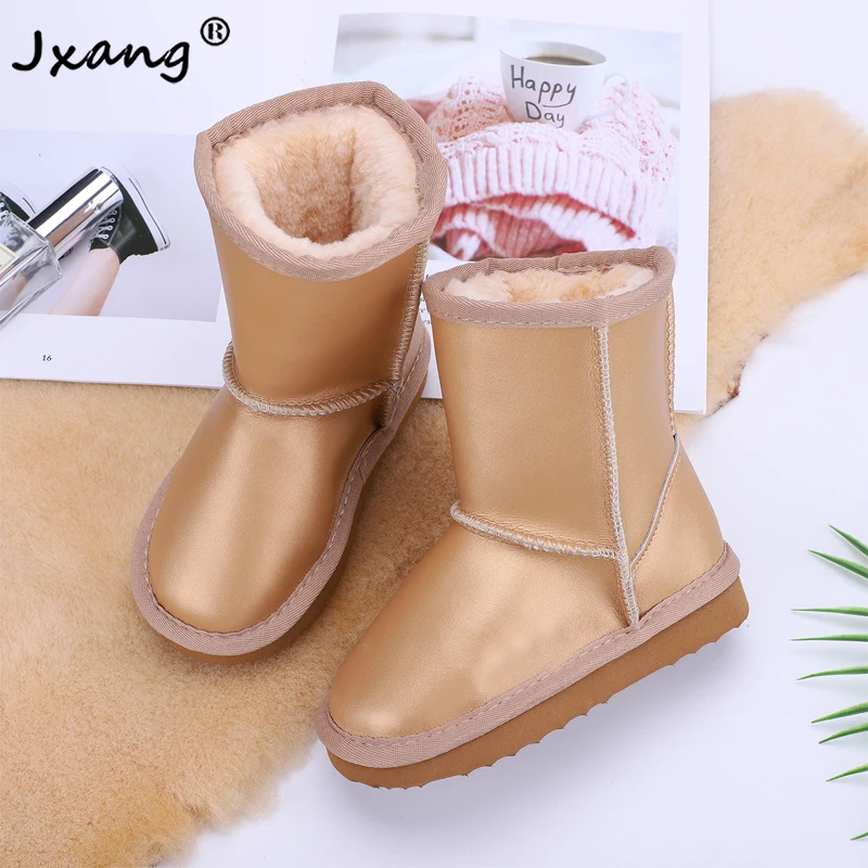 

JXANG 2020 New Australian high-quality children genuine cowhide leather fashion shoes classic winter warm waterproof snow boots