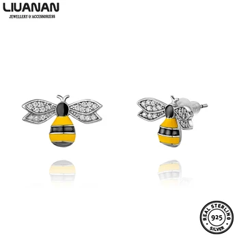 

Chic Style Stud Earrings with CZ Real 925 Sterling Silver Stud Earrings Cute Bee Geometric Earrings for Women Fine Jewelry Gift