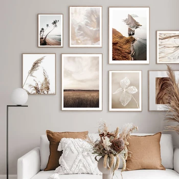 

Wall Art Canvas Painting Beach Wheat Flower Leaves Plant Nordic Posters And Prints Landscape Wall Pictures For Living Room Decor