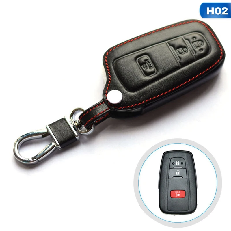 CAR9191H02 Кожаный чехол для ключей автомобиля для Toyota C-HR CHR Camry Prius Prado смарт-пульт дистанционного управления Fob Защитная крышка брелок авто аксессуар - Название цвета: CAR9191H02