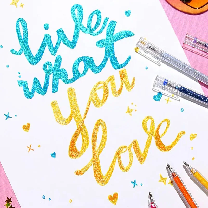 Набор гелевых ручек хайлайтеров 8 цветов милые блестящие цветные гелевые ручки