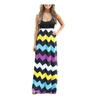 Boho Striped Patchwork Maxi Long Dress Women's Casual Loose Sleeveless Tanks Dresses Plus Size O Neck Summer Robe Femme Vestidos - Image 2