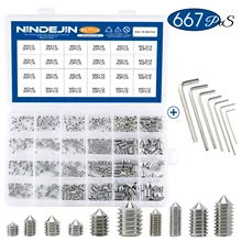 382/667Pcs Hex Hexagon Socket Kegel Punt Set Schroef Assortiment Kit M2 M2.5 M3 M4 M5 M6 M8 rvs Set Schroef Met Inbussleutel