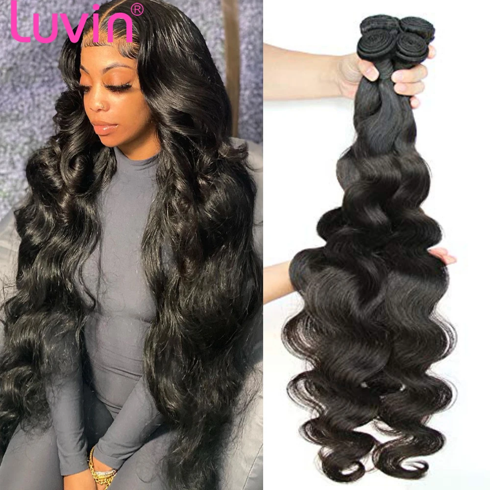 Luvin 28 30 32 40 Inch Brazilian Body Wave raw Human Hair Bundles Remy Hair water wave bundles Weaves Deals Products  Wholesale 1