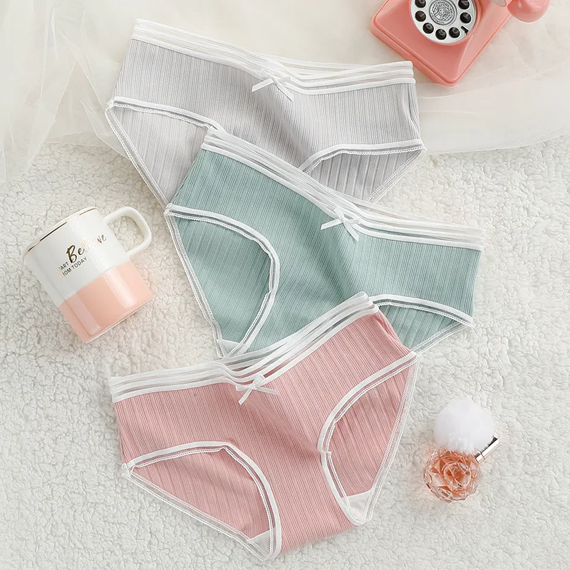 

Striped Cotton Panties Women's Comfortable Panty Solid Color Briefs Female Lingerie Sexy Low-Rise Underpants Underwear