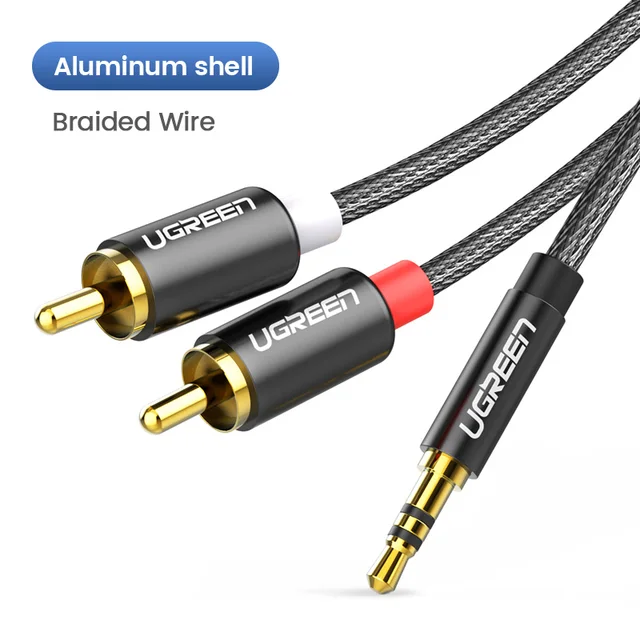 UGREEN RCA Cable HiFi Stereo 2RCA to 3.5mm Audio Cable AUX RCA Jack 3.5 Y Splitter for Amplifiers Audio Home Theater Cable RCA Aluminum Shell