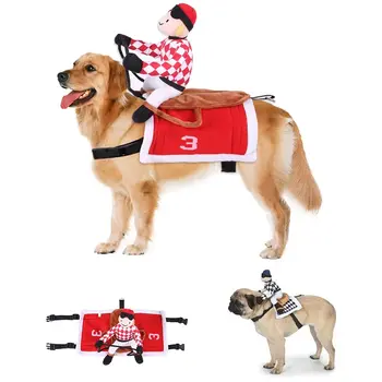

Christmas Clothes Dog Horse Riding Cosplay with Faceless Doll Pet Clothing For Puppy Dog Pet Decoration Supplies Dropshipping