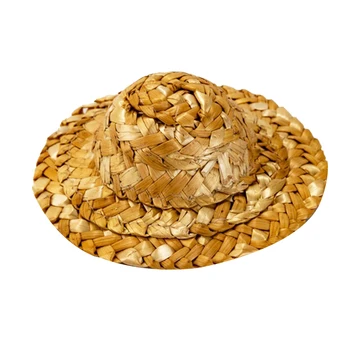 

10Pcs Hand-Woven Small Straw Hat Craft Decoration Doll Mini Hat Diy Jewelry Accessories Pet Toys