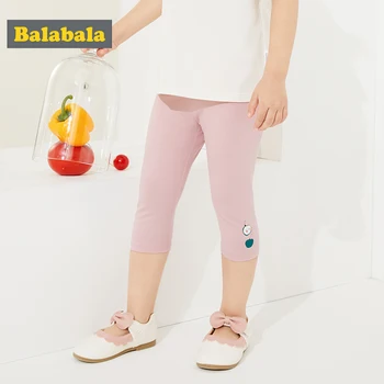 

Balabala Girls pants children cropped pants pants2020 summer new casual baby pants cotton stretch sports
