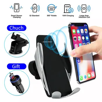 

Qi Wireless Charger For iPhone XS Max 8 Fast Wirless Charging Car Phone Holder USB Wireless Car Charger For Samsung Xiaomi
