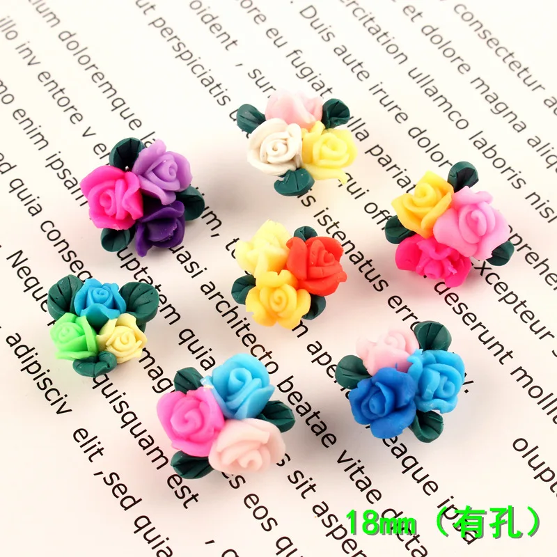 10pcs 18MM Mix Soft ceramics polymer clay rose flower bud charms pendants ornament decoration Jewelry making Handicraft Material | Украшения