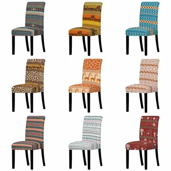

Africa Ethnic Elastic Chair Cover Spandex Slipcovers Dining Chair Covers Stretch Seat Cover Protector For Home Restaurant Hotel