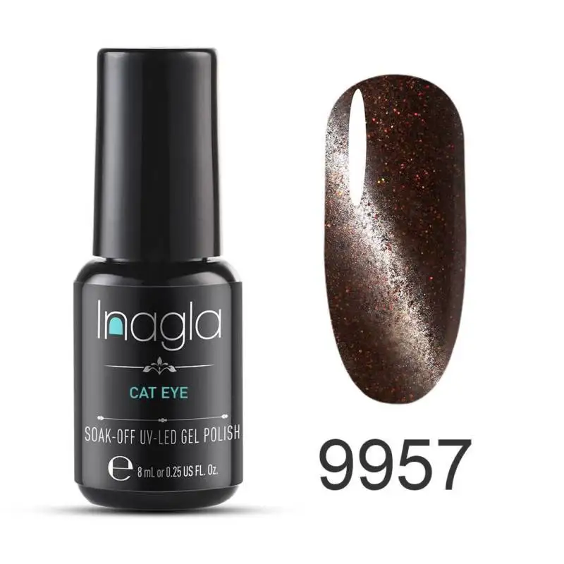9957 Inagla 8 мл Galaxy кошачий глаз лак для ногтей Блеск для ногтей УФ лампа 9D Хамелеон для использования с магнитом гель лак для ногтей Черный цвет необходимый гель - Color: 9957