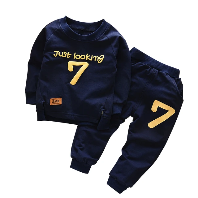 Spring Autumn Children Boys Girsls Clothing Cotton Long Sleeve Letter Sets Kids Clothes Tracksuit Baby T-Shirt Pants 2 Pcs/Suit 1