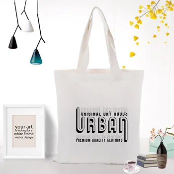 

Text type Canvas Tote Bag Shopping Bag Handbag Custom Print Logo Text DIY Daily Use Eco Ecologicas Reusable Recycle
