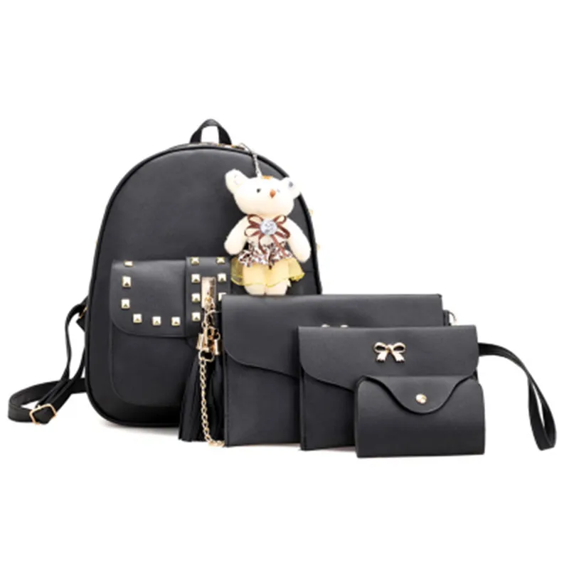 

Manufacturers Direct Supply WOMEN'S Bag 2019 New Style Four-piece Set Different Size Bags Korean-style Rivet Schoolbag Buy One G