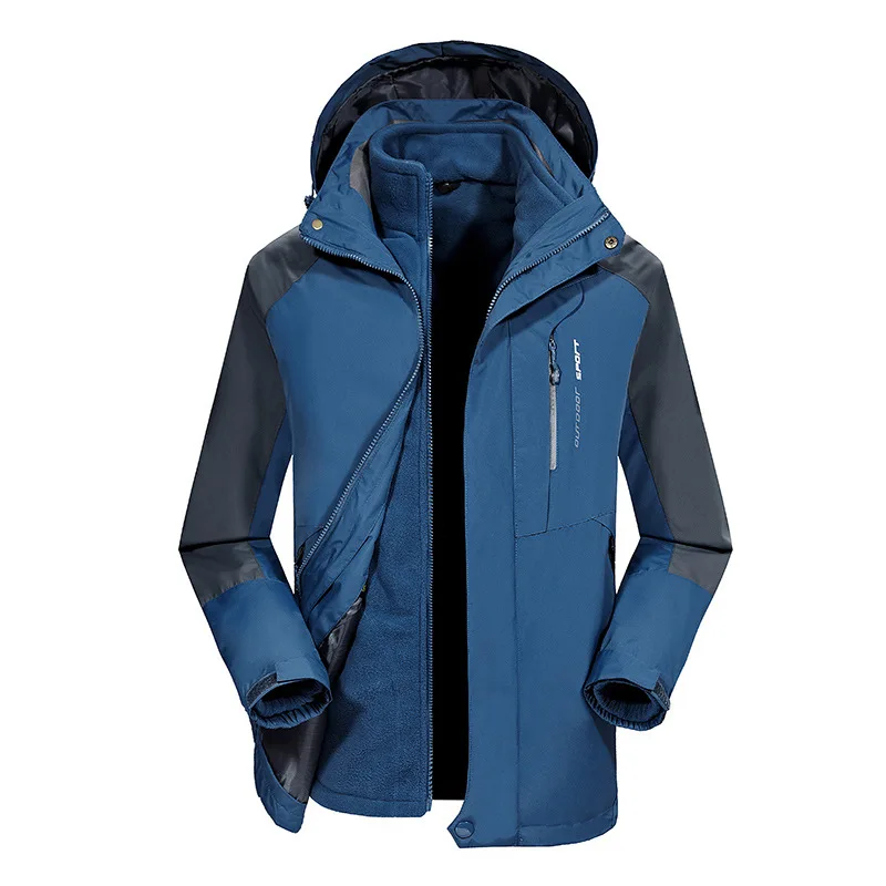 Navy Man Couples Two-piece Set Waterproof Jacket Stitching Windproof Warm Softshell Jacket Men Plus Size M~7XL Regenjacke Herren - Цвет: Navy Man