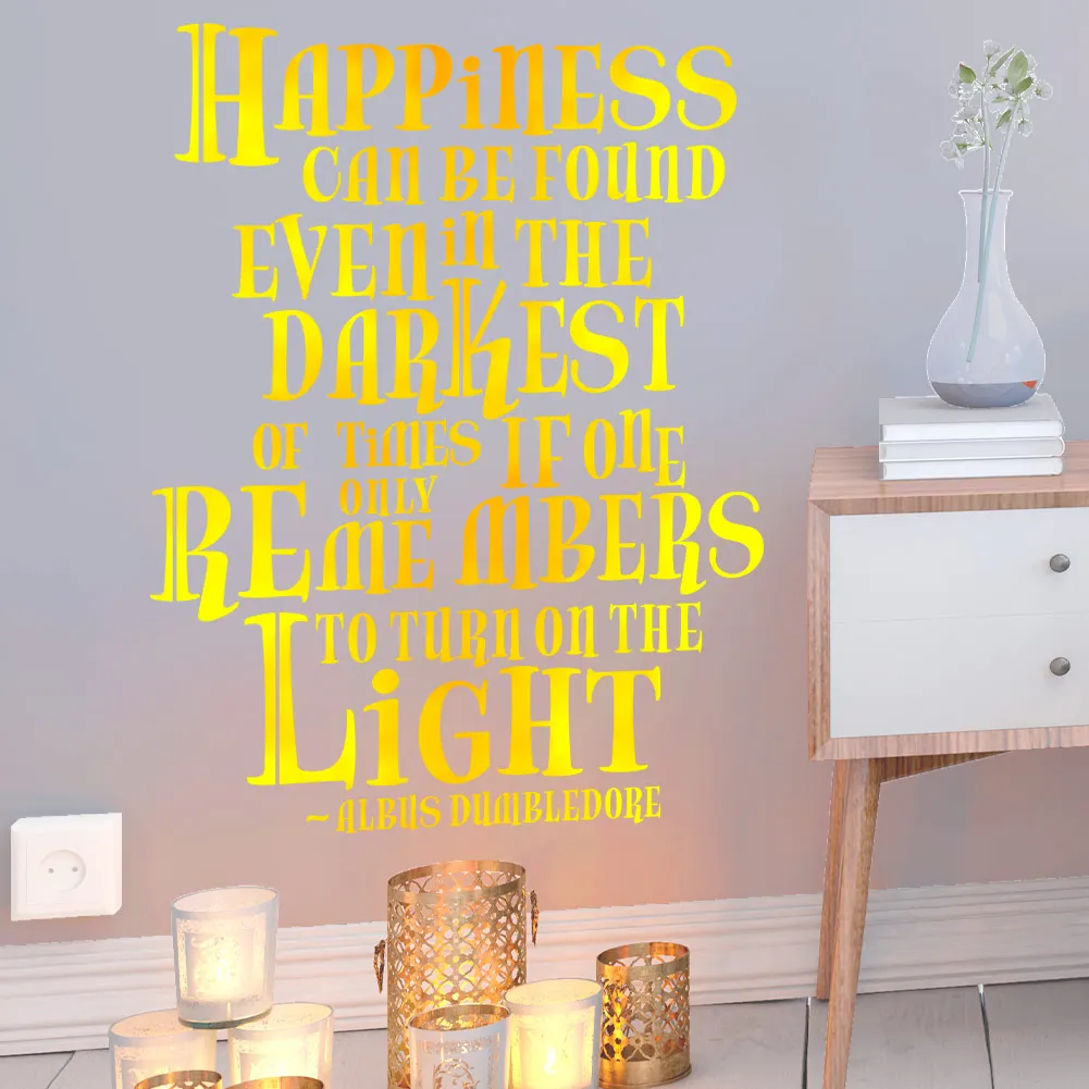 Magic Harry Dumbledore Happiness Can Be Found Wall Typographic Inspirational Wall Sticker Home Art Decal