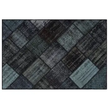 

Handmade Black Vintage Overdyed Patchwork Area Rug 120 X180 Cm-3'11''X5'11''